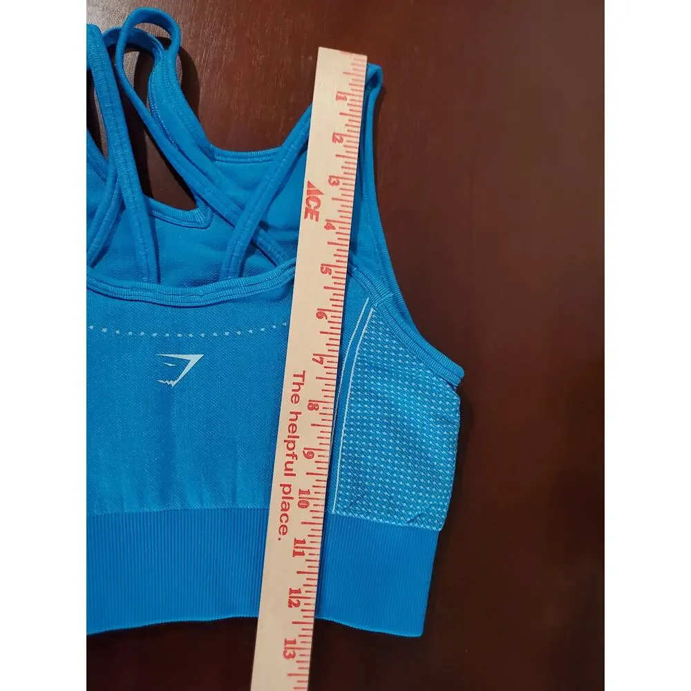 Gymshark Womens Ultra Seamless Ribbed Longline Sports Bralette Size XS Turquoise - Picture 6 of 7